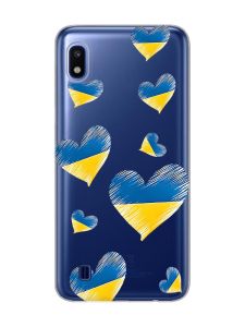 Прозорий чохол на Samsung Galaxy A10 (2019) A105 :: Сердечка. Україна (принт 258)