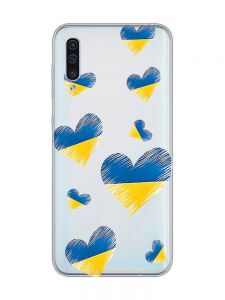 Прозорий чохол на Samsung Galaxy A50 (2019) A505 :: Сердечка. Україна (принт 258)