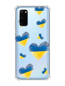 Чохол із потовщеними кутами на Samsung Galaxy S20 Plus :: Сердечка. Україна (принт 258)