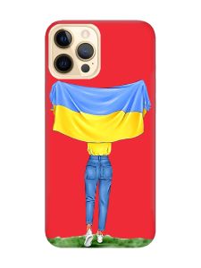 Матовий червоний чохол на Apple iPhone 12 Pro Max :: Дівчина з прапором (принт 263)