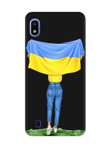 Матовий чорний чохол на Samsung Galaxy A10 (2019) A105 :: Дівчина з прапором (принт 263)