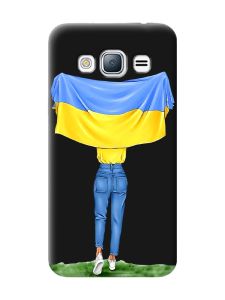 Матовий чорний чохол на Samsung Galaxy J3 / J310 :: Дівчина з прапором (принт 263)