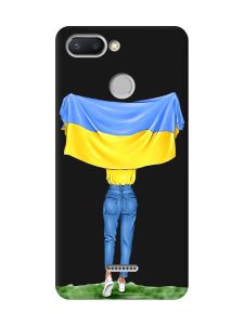 Матовий чорний чохол на Xiaomi Redmi 6 :: Дівчина з прапором (принт 263)