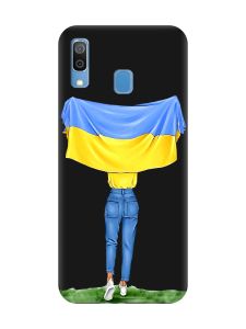 Матовий чорний чохол на Samsung Galaxy A30 (2019) / A20 (2019) :: Дівчина з прапором (принт 263)