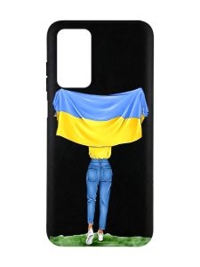 Матовий чорний чохол на Xiaomi Redmi Note 11 4G :: Дівчина з прапором (принт 263)