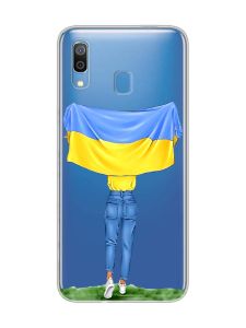 Прозорий чохол для Samsung Galaxy A30 (2019)/A20 (2019) :: Дівчина з прапором (принт 263)