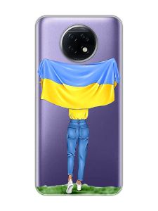 Прозорий чохол на Xiaomi Redmi Note 9T/Redmi Note 9 5G :: Дівчина з прапором (принт 263)