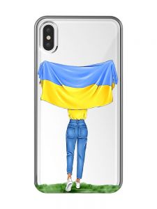 Прозорий чохол на iPhone XS Max :: Дівчина з прапором (принт 263)