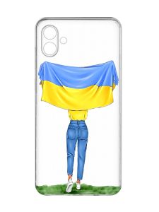 Прозорий чохол на Samsung Galaxy A04e/A042 :: Дівчина з прапором (принт 263)