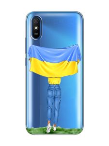 Прозорий чохол на Xiaomi Redmi 9A  :: Дівчина з прапором (принт 263)