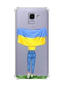 Чохол із потовщеними кутами на Samsung Galaxy J6 (2018) J600F :: Дівчина з прапором (принт 263)