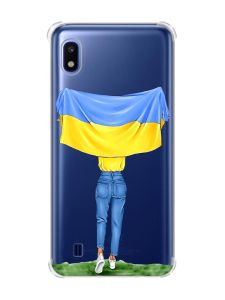 Чохол з потовщеними кутами на Samsung Galaxy A10 (2019)/A105 :: Дівчина з прапором (принт 263)