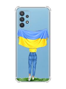 Чохол з потовщеними кутами на Samsung Galaxy A32 :: Дівчина з прапором (принт 263)