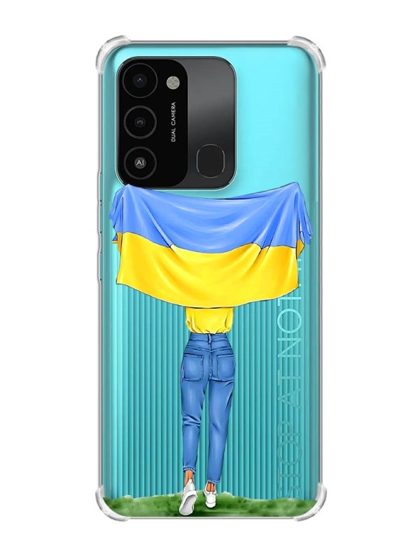 Чохол з потовщеними кутами на TECNO Spark Go 2022 :: Дівчина з прапором (принт 263)