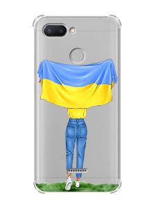 Чохол із потовщеними кутами для Xiaomi Redmi 6 :: Дівчина з прапором (принт 263)