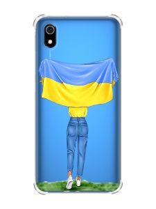 Чохол з потовщеними кутами для Xiaomi Redmi 7A :: Дівчина з прапором (принт 263)