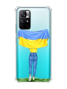 Чохол з потовщеними кутами на Xiaomi Redmi Note 11 4G :: Дівчина з прапором (принт 263)