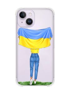 Чохол із потовщеними кутами на iPhone 14 :: Дівчина з прапором (принт 263)