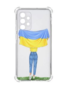 Чохол із потовщеними кутами на Oppo A72 5G :: Дівчина з прапором (принт 263)