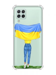 Чохол з потовщеними кутами на Samsung Galaxy A22 4G/M32/M22 :: Дівчина з прапором (принт 263)