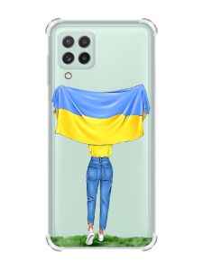 Чохол із потовщеними кутами на Samsung Galaxy A22 5G / A22s 5G :: Дівчина з прапором (принт 263)