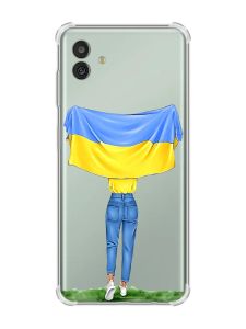 Чохол з потовщеними кутами на Samsung Galaxy M13 5G :: Дівчина з прапором (принт 263)