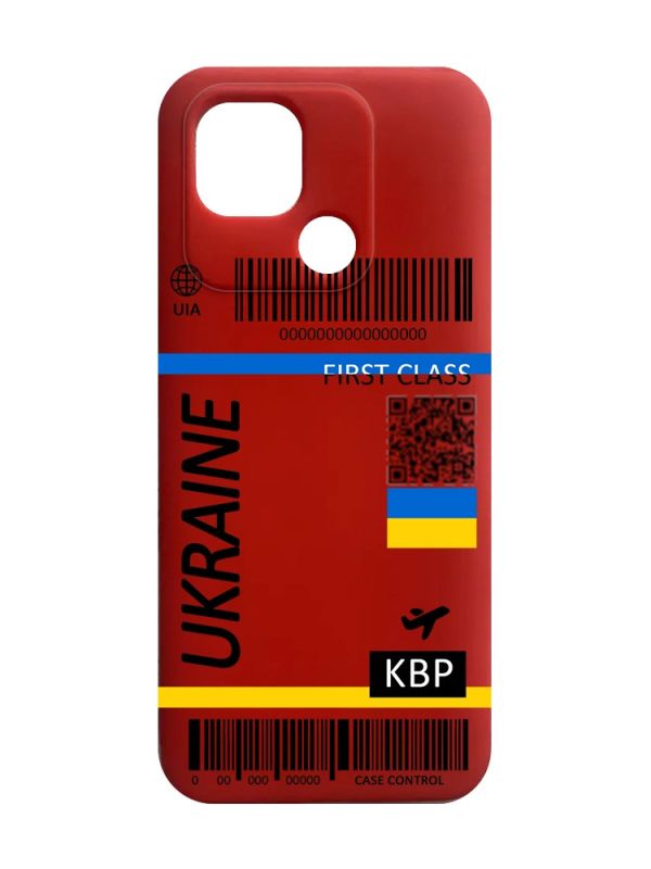 Матовий червоний чохол на Xiaomi Redmi 10C :: Авіаквиток Україна (принт 262)