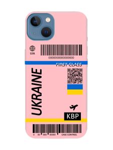 Матовий рожевий чохол на Apple iPhone 13 :: Авіаквиток Україна (принт 262)