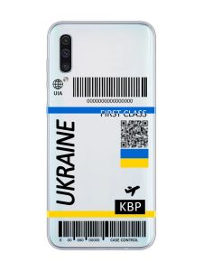 Прозорий чохол на Samsung Galaxy A50 (2019) A505 :: Авіаквиток Україна (принт 262)