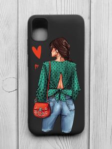 Матовий чорний чохол на Samsung Galaxy A04E/A042 :: Дівчина в зеленому (принт 224)