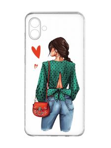 Прозорий чохол на Samsung Galaxy A04e/A042 :: Дівчина в зеленому (принт 224)