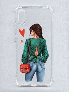 Чохол з потовщеними кутами на Xiaomi Redmi 9A :: Дівчина в зеленому (принт 224)