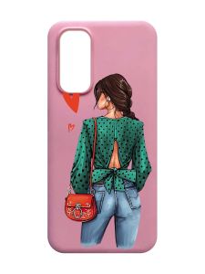 Матовий рожевий чохол на Xiaomi Redmi Note 11 4G :: Дівчина в зеленому (принт 224)