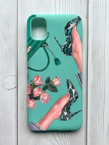 Матовий бірюзовий чохол на Samsung Galaxy A04E / A042 :: Туфельки і квіти (принт 225)