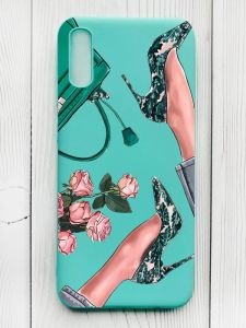 Матовий бірюзовий чохол на Xiaomi Redmi 9А :: Туфельки і квіти (принт 225)
