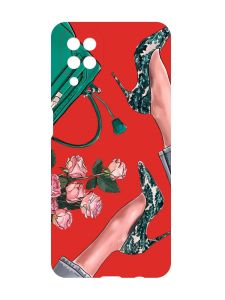 Матовий червоний чохол на Samsung Galaxy A12 :: Туфельки і квіти (принт 225)