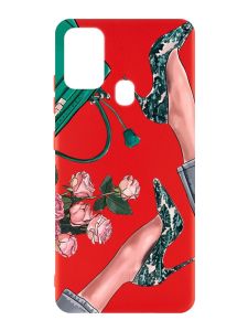 Матовий червоний чохол на Samsung Galaxy M30s/M21 :: Туфельки і квіти (принт 225)