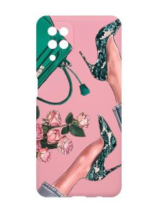 Матовий рожевий чохол на Samsung Galaxy A12 :: Туфельки і квіти (принт 225)