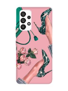 Матовий рожевий чохол на Samsung Galaxy A53 4G/5G :: Туфельки і квіти (принт 225)