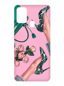 Матовий рожевий чохол на Samsung Galaxy M30s/M21 :: Туфельки і квіти (принт 225)