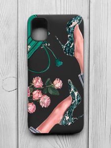 Матовий чорний чохол на Samsung Galaxy A04E/A042 :: Туфельки і квіти (принт 225)