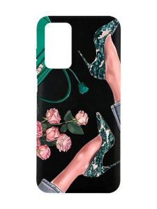 Матовий чорний чохол з відкритою камерою на Xiaomi Redmi Note 11 4G :: Туфельки і квіти (принт 225)