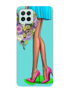 Матовий бірюзовий чохол на Samsung Galaxy A22 4G/ M32/ M22 :: Квітковий настрій (принт 226)