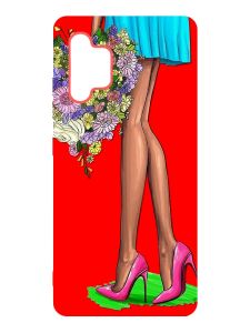 Матовий червоний чохол на Samsung Galaxy A32 :: Квітковий настрій (принт 226)