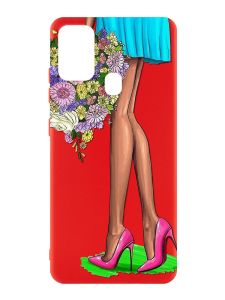 Матовий червоний чохол на Samsung Galaxy M30s/M21 :: Квітковий настрій (принт 226)