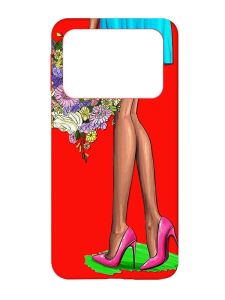 Матовий червоний чохол на Xiaomi Poco X4 Pro 5G :: Квітковий настрій (принт 226)