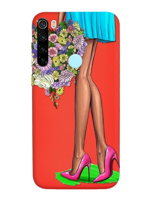 Матовий червоний чохол на Xiaomi Redmi Note 8T :: Квітковий настрій (принт 226)