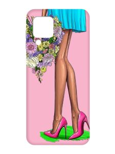 Матовий рожевий чохол на Samsung Galaxy A22 4G/M32/M22 :: Квітковий настрій (принт 226)