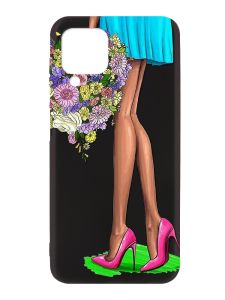 Матовий чорний чохол на Samsung Galaxy A12 :: Квітковий настрій (принт 226)