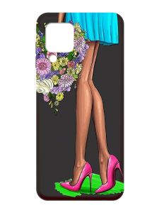 Матовий чорний чохол на Samsung Galaxy A22 4G/M32/M22 :: Квітковий настрій (принт 226)